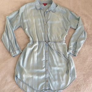Guess Long Sleeve Button Up Denim Shirt Dress